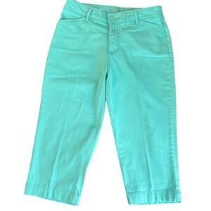 St Johns Bay Capri Pants Womens Teal Cotton Stretch Cropped Casual